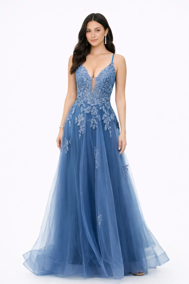 Vestido de gala azul - Click2Dress
